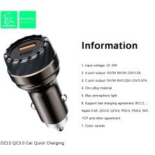 Автомобільний зарядний пристрій DENMEN DZ13 3.1A TYPE-C PD 18W + USB QC3.0