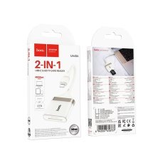 Картридер HOCO UA40A Crystal (Type-C → SD/TF), 2-в-1, абрикосовий