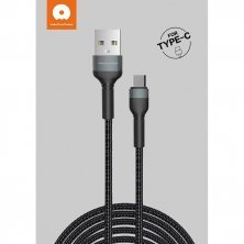 Кабель USB WUW X192 USB - Type-C 2.4A Тканинна обплетення ЧОРНИЙ 2 МЕТРИ