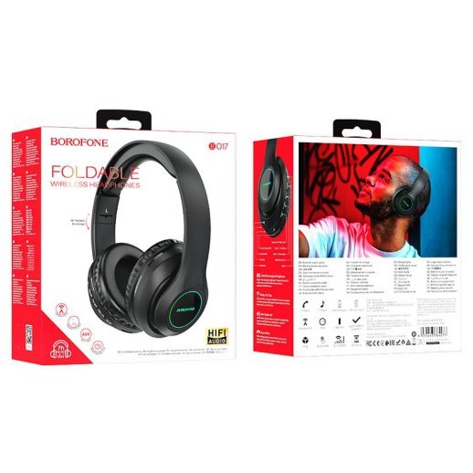 Бездротові повнорозмірні навушники BOROFONE BO17 FOLDABLE, чорний
