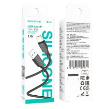 USB кабель BOROFONE BX99 Method USB - Lightning silicone, ЧОРНИЙ