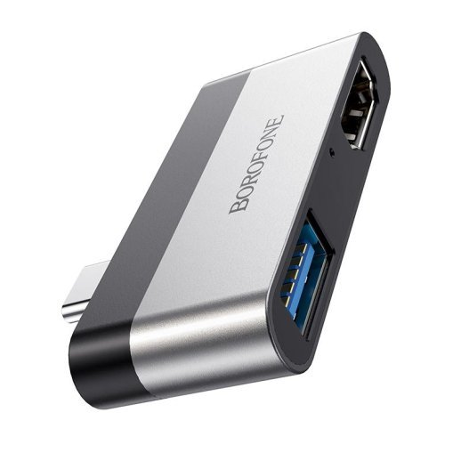 Перехідник BOROFONE DH2 USB HUB з Type-C на 1 USB (3.0) та HDMI