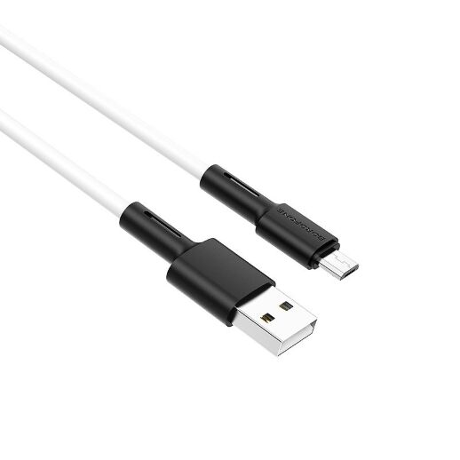USB кабель BOROFONE BX31 Soft silicone charging data USB - micro USB, білий