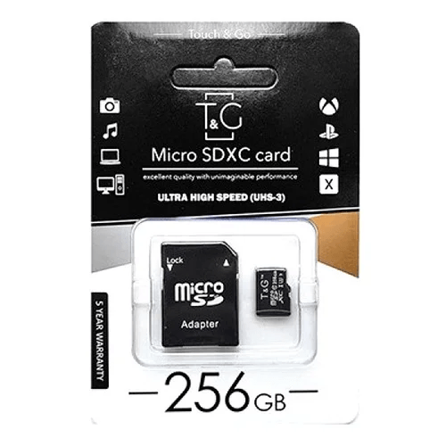 Карта пам'яті T&G MicroSDHC (UHS-3) 256gb 10 Class & Adapter  Чёрный