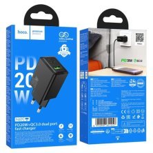 Мережевий зарядний пристрій HOCO N69 Nuevo 20W PD / QC3.0, чорний