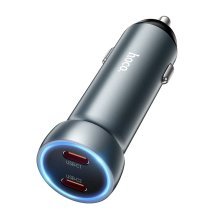 Автомобільний зарядний пристрій HOCO Z54A PD 60W 2*Type-C, сірий