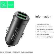 Автомобільний зарядний пристрій DENMEN DZ16 2.4A 2USB