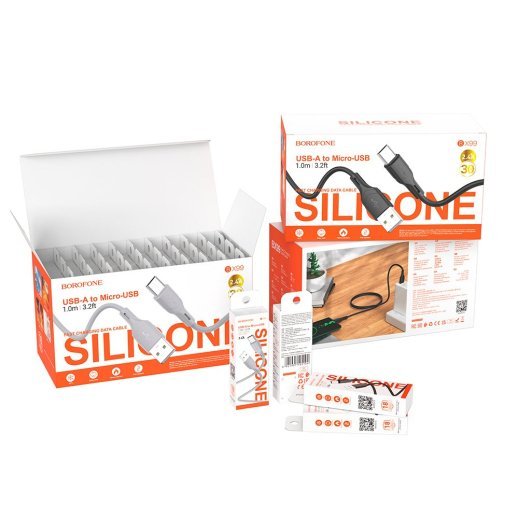 USB кабель BOROFONE BX99 Method USB - micro USB silicone, чорний