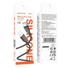 USB кабель BOROFONE BX99 Method USB - micro USB silicone, чорний