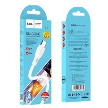 USB кабель HOCO X61 USB - micro USB Silicone 2.4A 1 метр, білий