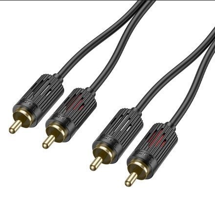 Аудіокабель HOCO UPA29 2 RCA штекери (папа) на 2 RCA штекери (папа), 1,50м, чорний
