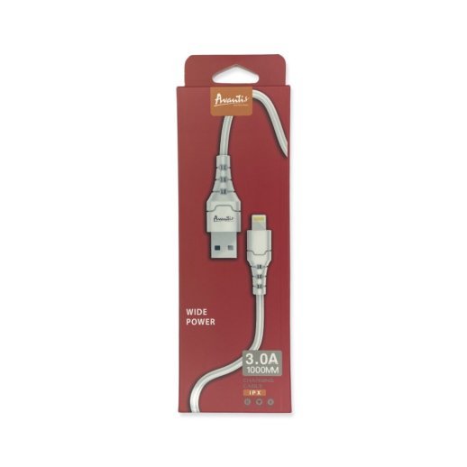 USB Cable Avantis A-101i Wide Power Lightning 3A White