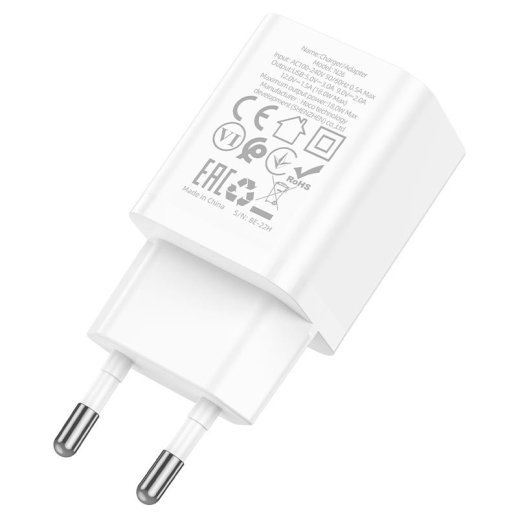 Мережевий зарядний пристрій HOCO N26 QC 3.0 3A USB БIЛИЙ