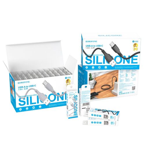 USB кабель BOROFONE BX99 Method USB - Type-C silicone, чорний