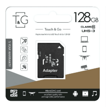 Карта пам'яті T&G MicroSDXC (UHS-3) 128gb 10 Class & Adapter Чёрный
