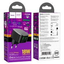 СЗУ HOCO CS34A QC3.0 (2USB/3A/18W) (12pc) (черный)