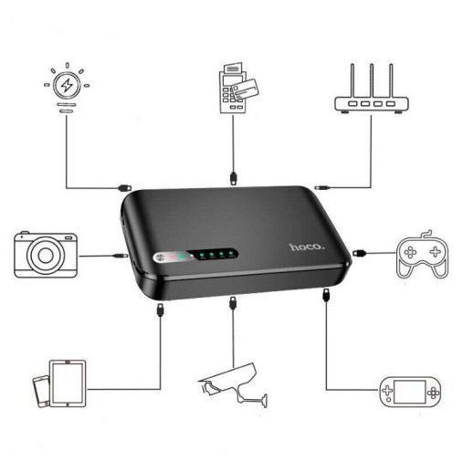 ДБЖ для роутера HOCO DB62 UPS + POWERBANK 20000mah 9V/12V + USB 5V + TYPE-C 1A, ЧОРНИЙ