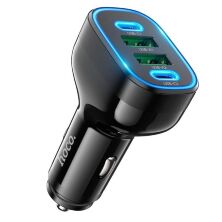Автомобільний зарядний пристрій HOCO NZ11 72W 2 Type-C PD + 2 USB-A QC3.0