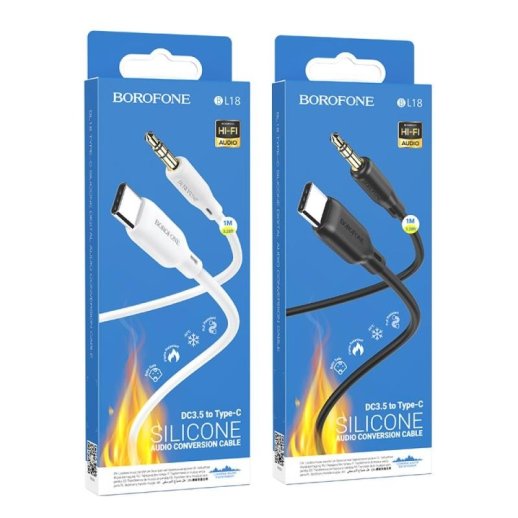 Кабель BOROFONE BL18 AUX TYPE-C - jack 3.5мм 1 МЕТР ЧОРНИЙ