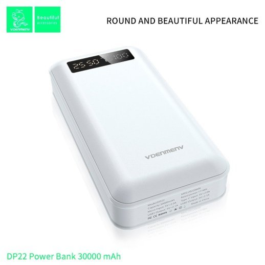 POWERBANK DENMEN DP22 30000mAh 2.0A LED power display Вбудовані кабелі