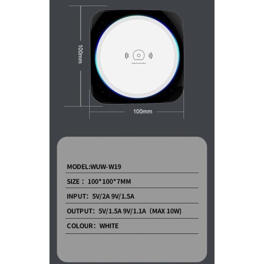 Бездротова настільна підставка WUW W19 USB-MICRO 10W (40)