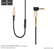 Кабель HOCO UPA02 AUX Spring Audio, 3,5 мм → 3,5 мм, пружинний, з мікрофоном, 1 м, чорний