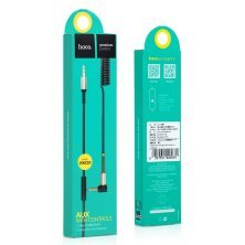 Кабель HOCO UPA02 AUX Spring Audio, 3,5 мм → 3,5 мм, пружинний, з мікрофоном, 1 м, чорний