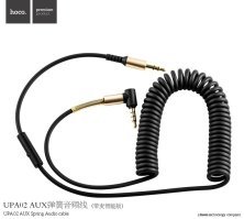 Кабель HOCO UPA02 AUX Spring Audio, 3,5 мм → 3,5 мм, пружинний, з мікрофоном, 1 м, чорний
