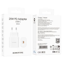 Мережевий зарядний пристрій BOROFONE BA82A TYPE-C PD 25W, білий