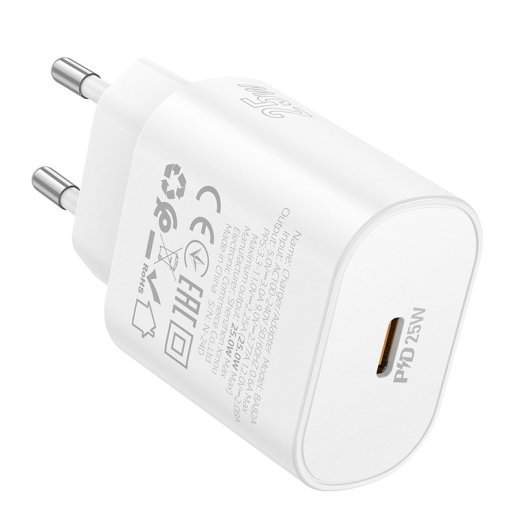 Мережевий зарядний пристрій BOROFONE BA82A TYPE-C PD 25W, білий