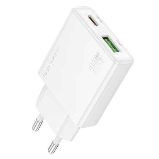Мережевий зарядний пристрій BOROFONE BN24 PD 20W + QC3.0, білий