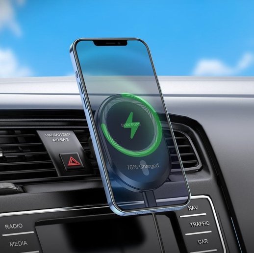 Автомобільний тримач BOROFONE BH201 magnetic 15W бездротова швидка зарядка - повітряна решітка