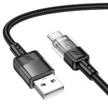 USB кабель HOCO U129 USB - Type-C 3.0А 1.2M тканина чорний