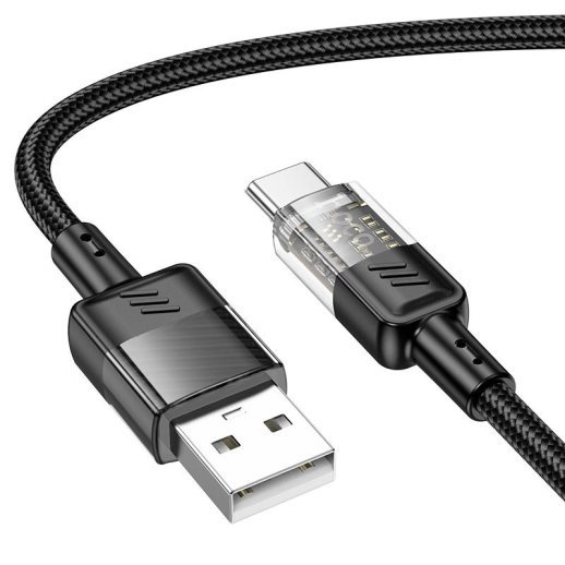 USB кабель HOCO U129 USB - Type-C 3.0А 1.2M тканина чорний