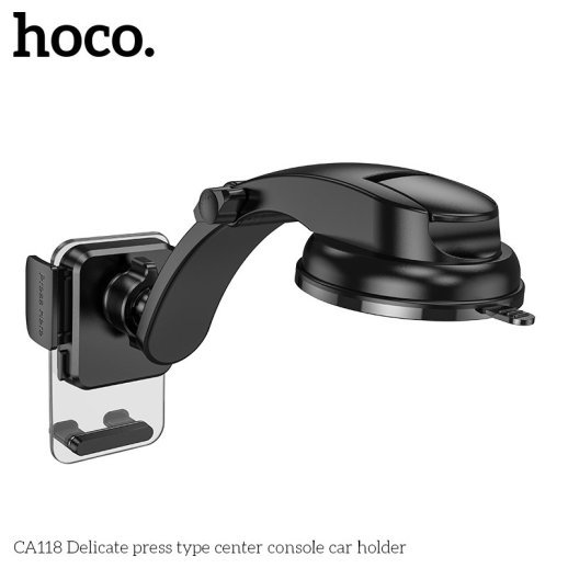 Автомобільний тримач HOCO CA118 на лобове скло з присоскою та утримувачем з кнопкою, space black