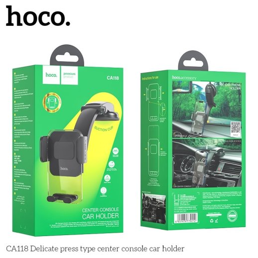 Автомобільний тримач HOCO CA118 на лобове скло з присоскою та утримувачем з кнопкою, space black