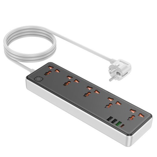 Сетевой удлинитель Hoco AC14A PD30W (3USB/1Type-C/5xSocket) (черный)