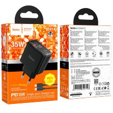 Мережевий зарядний пристрій HOCO CS41A TYPE-C PD 35W + КАБЕЛЬ TYPE-C - LIGHTNING, чорний