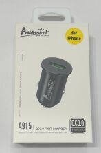 Автомобільний зарядний пристрій Avantis A915 QC3.0 18W Lightning Black