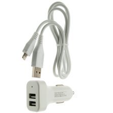 Автомобільний зарядний пристрій WUW T22 2USB 2A + USB Lightning БІЛИЙ (70)