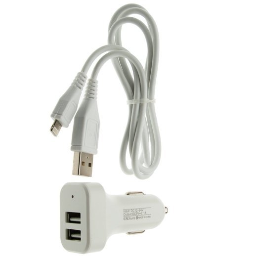 Автомобільний зарядний пристрій WUW T22 2USB 2A + USB Lightning БІЛИЙ (70)