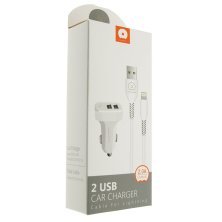 Автомобільний зарядний пристрій WUW T22 2USB 2A + USB Lightning БІЛИЙ (70)