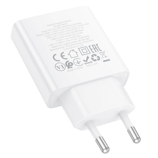 Мережевий зарядний пристрій BOROFONE BN25 PD 30W + QC3.0, білий