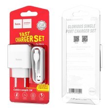 Мережевий зарядний пристрій HOCO C72A USB 2.1A + кабель USB - MicroUSB, білий