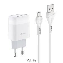 Мережевий зарядний пристрій HOCO C72A USB 2.1A + кабель USB - MicroUSB, білий