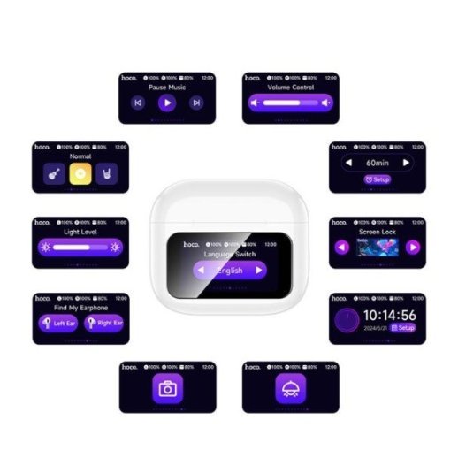 Бездротові навушники HOCO EW81 Elegant з сенсорним екраном, білий