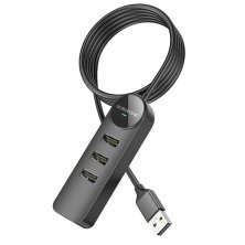 Перехідник BOROFONE DH6 Erudite USB HUB 4-в-1 Gigabit (USB на USB 3.0*3шт. + RJ45) довжина 1,2 метри