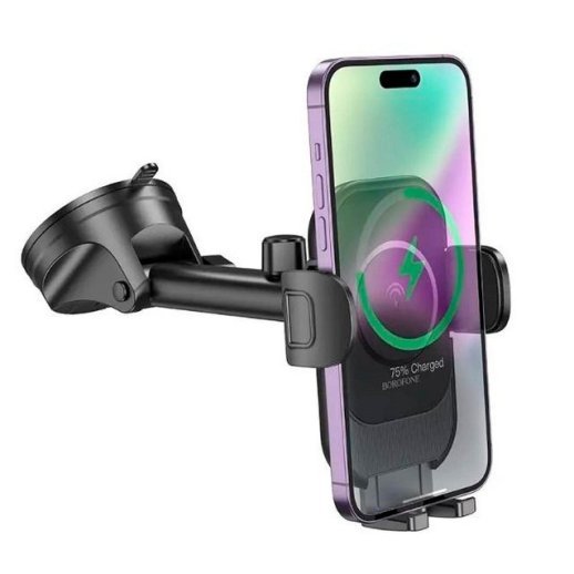 Автомобільний тримач BOROFONE BH203 Blue Charm бездротова швидка зарядка - клейка присоска