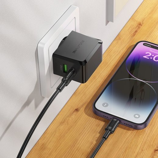 Мережевий зарядний пристрій BOROFONE BAS61A TYPE-C PD 30W + USB QC3.0, чорний