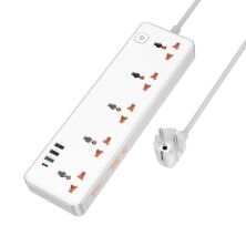 Сетевой удлинитель Hoco AC14A PD30W (3USB/1Type-C/5xSocket) (белый)